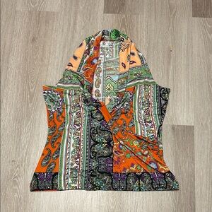 Joy Joy Sleeveless Low Cut Wrap Blouse